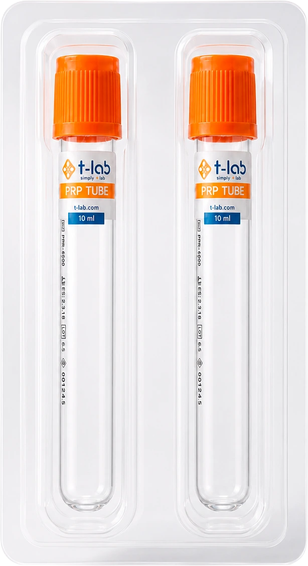 Blister T-LAB com dois tubos PRP de 10 ml, em embalagens individuais